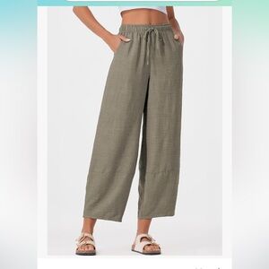 Olive Green Wide-Leg Women's Pants